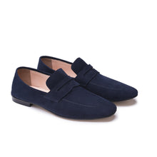 Carica l'immagine nel visualizzatore di Gallery, BHAGWAN in Camoscio Blu-Mocassino-Spelta Milano