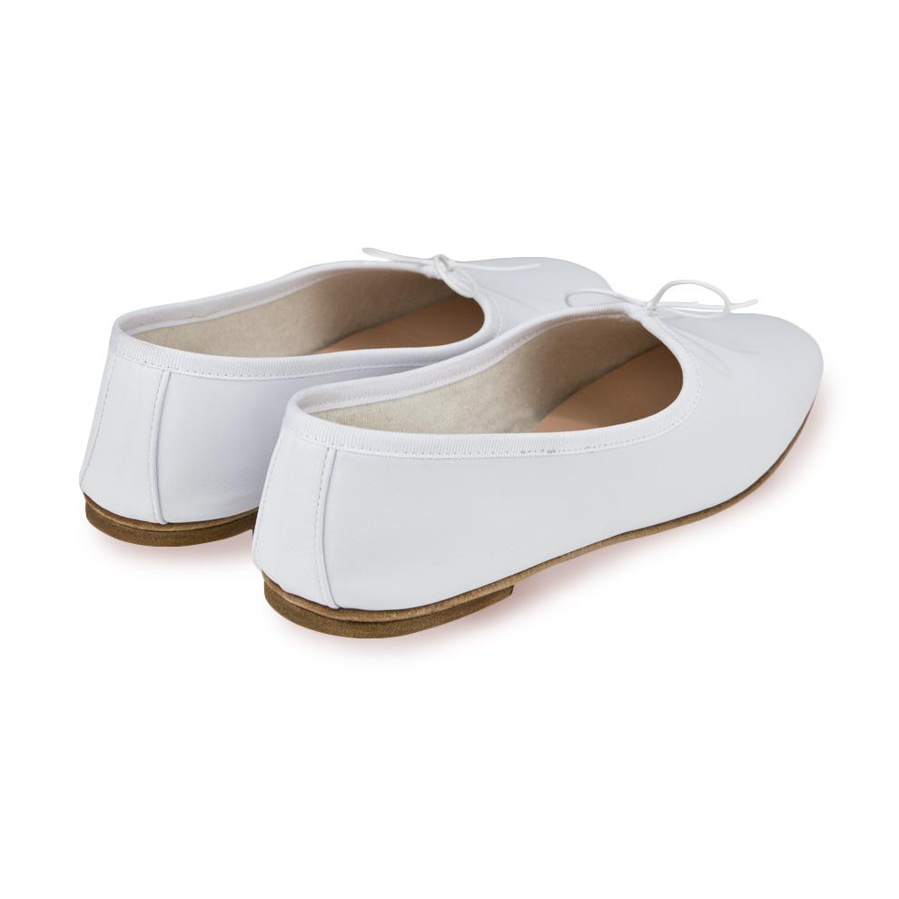 Olga high-vamp ballerina in White Nappa leather - Spelta Milano