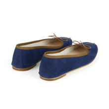 Load image into Gallery viewer, SOFIA in Camoscio Blu Notte, Gros Grain Cioccolato-Ballerina-Spelta Milano