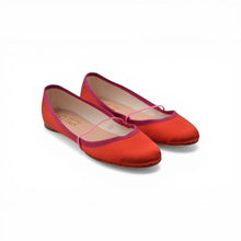 Load image into Gallery viewer, Lena in Red Satin, Fuchsia Grosgrain READY-TO-SHIP
