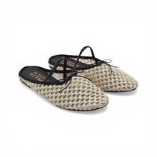 Load image into Gallery viewer, OLGA MULE in Ivory Crochet, Black Braid READY-TO-SHIP
