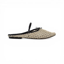 Load image into Gallery viewer, OLGA MULE in Ivory Crochet, Black Braid READY-TO-SHIP

