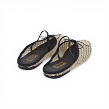 Load image into Gallery viewer, OLGA MULE in Ivory Crochet, Black Braid READY-TO-SHIP
