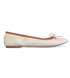 Nicole in Natural raffia - Brown grosgrain