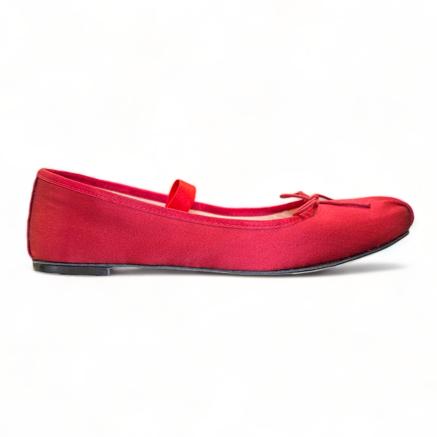 UMA Ballerina in Ruby Satin Ballet Flats with Elastic – Spelta