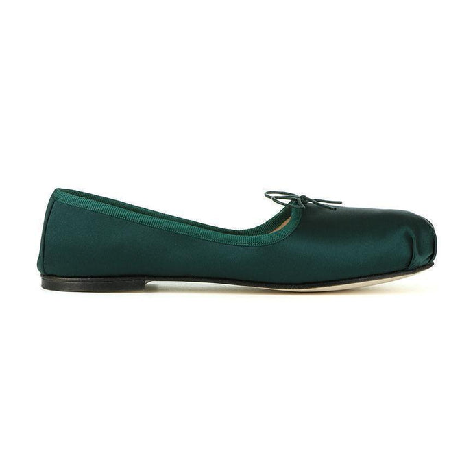 DALILA in Raso Verde Bosco-Ballerina-Spelta Milano