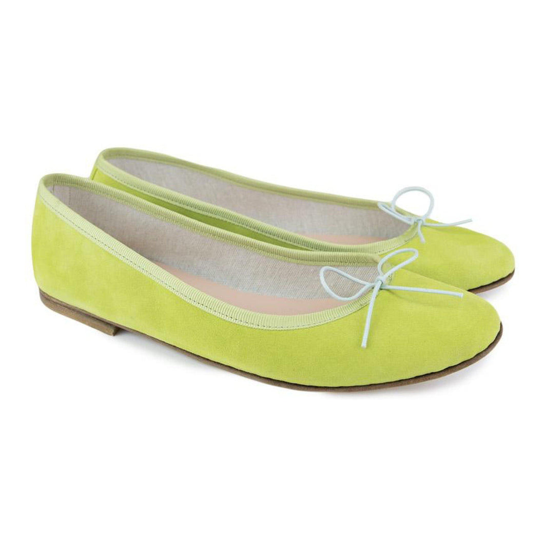 Nicole in Camoscio Lime-Ballerina-Spelta Milano