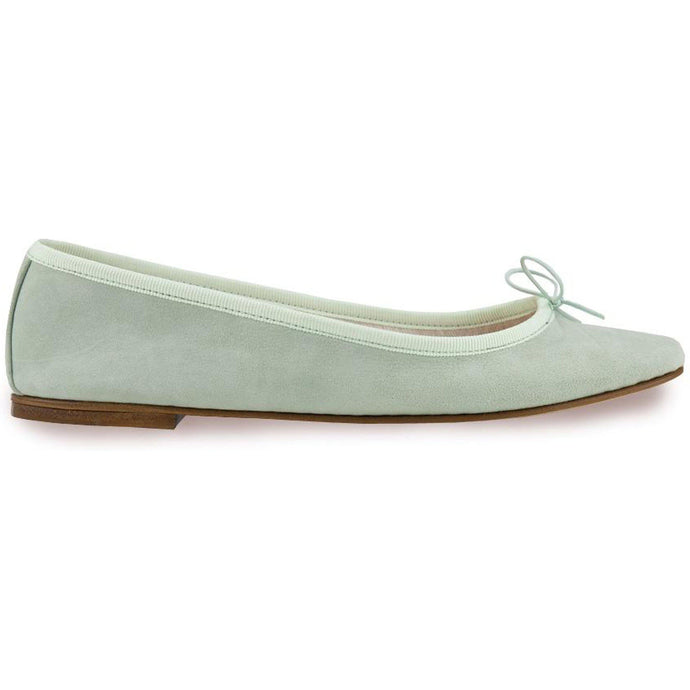 Nicole in Camoscio Verde Acqua-Ballerina-Spelta Milano