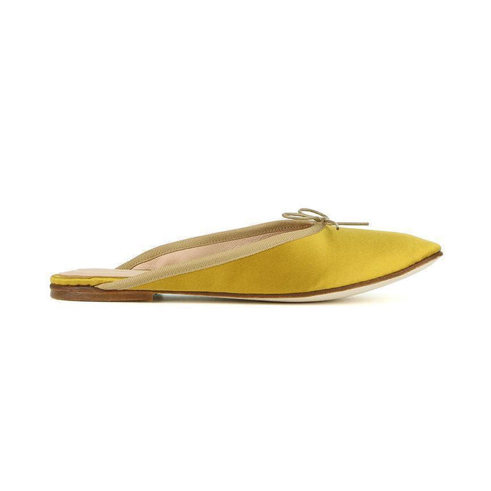 OLGA MULE in Raso Giallo Senape-Ballerina-Spelta Milano