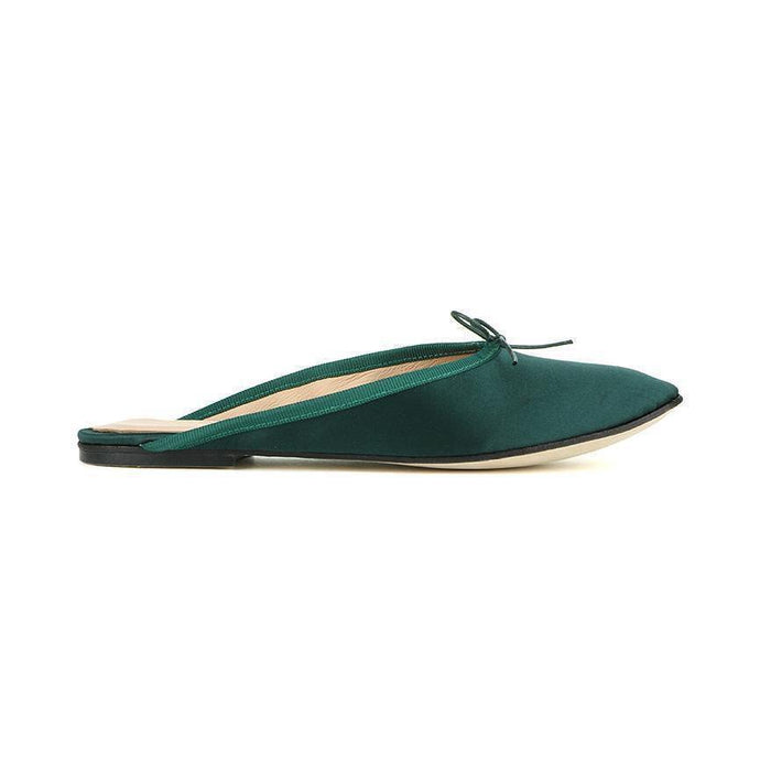 OLGA MULE in Raso Verde Bosco-Ballerina-Spelta Milano