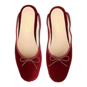 OLGA MULE in Velluto Rubino-Ballerina-Spelta Milano